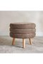 Greta Round Pouf With Wooden Leg 43x43x39cm - Brown - 4