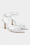 Julian White Satin Polka Dot Patterned Women's Heeled Shoes with Bow Detail - 4
