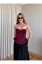 Burgundy Bustier with Back Rope Detail - 8507 - 3