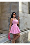 Balloon Pink Fit Dress with Back Tie Detail - 2