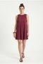 Women's Cody Soft Nubuck Cupra Woven Bell Cut Sleeveless Comfortable Burgundy Short Dress - 4
