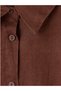 New Season Brown Oversize 100% Linen Women's Shirt Tunic - 3