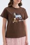 Women's 100% cotton t-shirt with applique dog embroidery detail design - 5