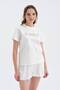 Women's 100% cotton short sleeve t-shirt with beaded embroidery detail on the front - 3