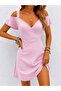 Women's off-the-shoulder v-neck short modal dress - 2