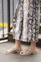 700 Genuine Suede Leather Caged Strap Low Heeled Ultra Light Comfortable Women's Slippers Beige - 6