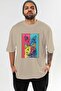 For the Love of Cats 67 Front Cat Printed Beige Oversize T-Shirt 100% Cotton Unisex Cat Lover Premium Design - 2