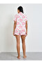 White Heart Print Buttoned Shirt and Shorts Set - 5