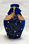 Navy Blue Test, Velvet and Appliqué Luxurious Shiny Stone-Adorned Bridal Henna Night Test, Wedding Cube, Soil Test - 3