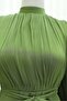 Belted Skirt with Flounce Lining Chiffon Dress - Green - 4