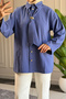 6463 - Stylish Comfortable Tie-Detail Woven Peach Fabric Women's Shirt - 7
