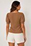 Women's Milk Coffee Square Neck Knitted Blouse Hzl22W-Bd104091 - 3