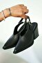 Barella Women's Genuine Leather Heeled Western Shoes Black - 5