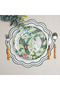 4-Piece White Green Mira Linen American Placemat Set |   Stain Resistant |   Modern Table Decor