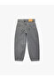 Cotton Stitched Detailed Pocketed Balloon Cut Denim Trousers - 5