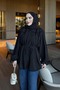 Black Shoulder Embroidery Detailed Balloon Sleeve Shirt - 4
