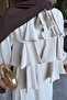 Beige Collared Tie-Up Layered Skirt Suit - 4