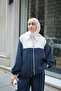 Women's Adjustable Waist Contrast Suit Navy Blue - 3