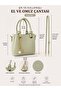 Women's Tote Bag Mint Green Multi-Compartment Hand and Shoulder Bag with Charm Accessories - 3