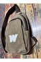 Canvas Brown Solid Color W Letter Embroidered Crossbody Chest Bag with Adjustable Strap for Daily Use - 3
