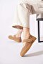 Testar Genuine Leather Women's Shoes with Beret, Scarf and Toe Cap, Beige Nubuck - 2