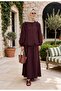 Mira Ruffle Detailed 4-Layered Muslin Skirt Set – Plum - 5