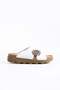 Onas Women's Genuine Leather Slippers with Side Moon Buckle, White Skin - 2