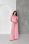 Women's Pink Shirt Collar Belt Wide Leg Jumpsuit Nbk4197 - 4