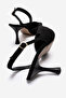 Women's Black Suede Pointed Toe Open Back 8 cm Goblet Heeled Shoes Hary - 5