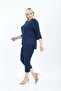 Women's Capri Tshirt with Stone Detail, Stylish Viscose Combed Cotton Blue Bottom-Top Set - 7