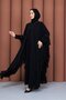 Stoned Chiffon Detailed Abaya with Inner Dress in Black - 4