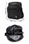 Black Men's Nylon Crossbody Shoulder Bag Lightweight Water Repellent Double Compartment Postman - 3
