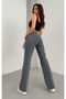 Vode High Waist Women's Smoked Casual Jeans Palazzo Lycra Wide Leg Trousers - 3