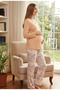Women's V-Neck Lycra High Quality Pajama Set 100% Cotton - 3