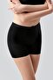 Women's Laser Cut Corseted Black Shorts C5T0N2963 - 3