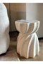 Modern Sculptural Side Table, Magnesium Oxide Accent Table, Concrete Look Bedside Table, White, 35 x 35 x 48 cm - 4