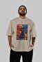 For Dog Lovers 17 Front Dog Print Beige Oversize T-Shirt 100% Cotton Unisex Dog Lover Premium Design - 5