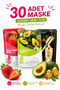 30-Piece Paper Face Mask Set – Avocado, Strawberry, and Gold Essence Moisturizing, Brightening, and Revitalizing Skincare Set