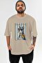 For Dog Lovers 60 Front Dog Printed Beige Oversize T-Shirt 100% Cotton Unisex Dog Lover Premium Design - 2