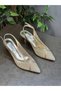 Diva Gold Stone Mesh Heeled Shoes - 9