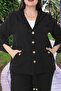 Plus Size Black Muslin Hooded Pants Set - 4