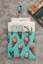 Linen Fabric Pocketed Book Cover, Gift for Book Lovers, Ice Cream Patterned - 7