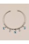 Marvessa Adjustable Evil Eye Beaded Charm Handcuff Bracelet - 2