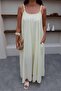 Light Yellow 100% Cotton Knitted Poplin Dress with Straps and Pockets 250506