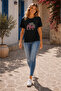 New Season Compact Fabric Embroidered and Beaded Elephant Detail T-Shirt - 4