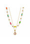 Gourmet Detailed Pink Beaded-Colorful Two-Row-Three-Piece Necklace Set-Sent with Microfiber Jewelry Cloth - 4
