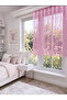 Pink, Star Patterned, 1 to 2 Sparse Pleats, Children's and Baby's Room, Honeycomb Top Short Tulle Curtain - 3