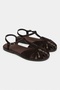 Wood Bitter Brown Suede Leather Embroidery Detail Flat Sole Women's Sandals - 4