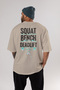 Squat Bench Deadlift 3 Oversize Back Printed Beige T-Shirt 100% Cotton Streetwear Premium Comfortable Fit - 4