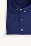 Men's big size oversized short sleeve navy blue shirt with linen effect and pockets - 4